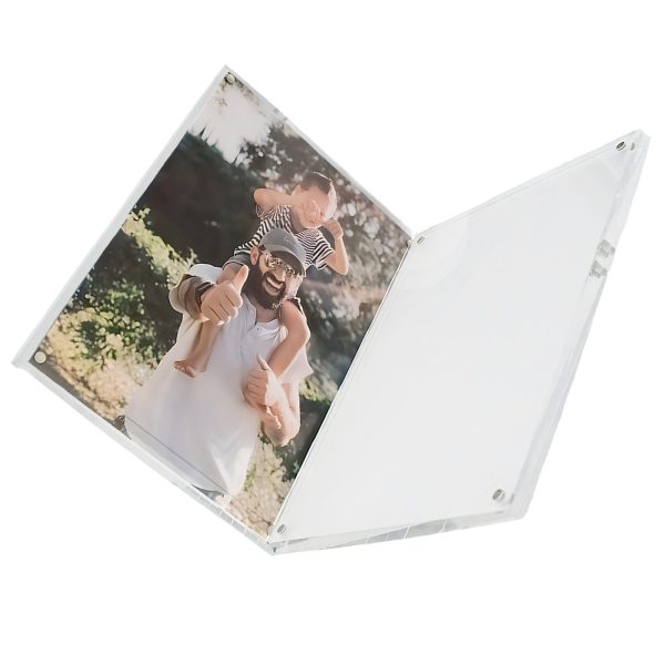 Pikxi 4R Clear Acrylic Magnetic Photo Frame 4x6 Inch, Double-Sided Picture Frame Hot on Sale