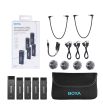 Boya BY-W4 Ultracompact 2.4GHz Four-Channel Wireless Microphone System for Cameras, Smartphones, Tablets, PC with 4 Transmitter, 1 Receiver, 30m Range, 360 Degree Omnidirectional Sound, 3.5mm TRRS Output, 2 Selectable Patterns TX RX Online