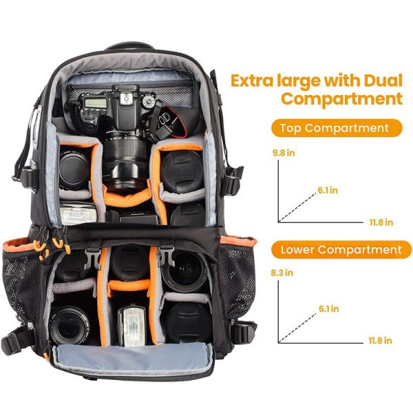 Eirmai TR629 25L Camera Backpack with 15.6  Laptop Compartment & Hand Carry Bag for Sony, Panasonic, Fujifilm, Canon, Nikon, DJI, GoPro, iPad, DSLR, Mirrorless Camera Lens, Tripod, Drone, Battery Charger, Powerbank - Men & Women Bag Luggage Online now