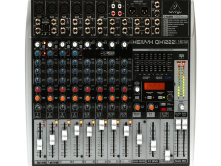 Behringer XENYX QX1222 Premium Low-Noise 16-Input 2 2-Bus High-Headroom Analog Mixer with XENYX Mic Preamps and Compressors, Klark Teknik Multi-FX Processor, Wireless Option, USB Audio Interface, 7-Band Stereo Graphic EQ Cheap