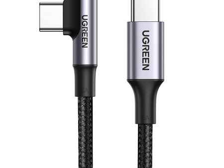 UGREEN 100W PD USB-C 2.0 Male to Angled USB Type-C Male Fast Charging Cable with Braided Aluminium Shell for Smartphones, Tablets, Laptops (Available in 1M, 2M) | 7064 Supply