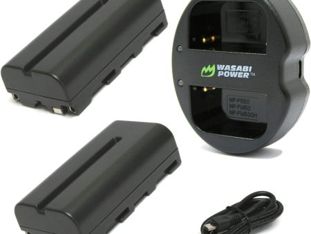 Wasabi Power NP-F550 NPF550 (2 Pack) 7.2V 2600mAh Battery and Dual USB Charger Kit for Select Atomos, Blackmagic Design, Edelkrone, Sony L and M Series NP-F330, NP-F530, NP-F570 and Digital HDR-AX2000, HDR-FX1 Digital Video Camera Discount