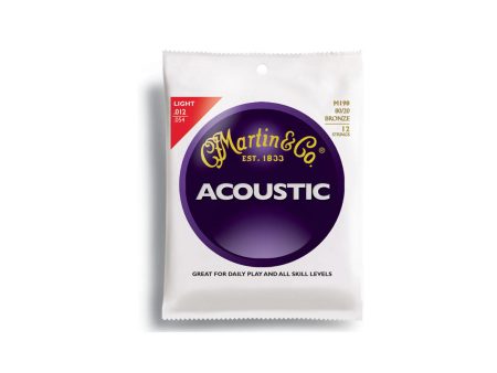 Martin & Co. M190 12-String Acoustic 80 20 Bronze Guitar Strings Set (Light .30- .76mm) | M-190 Sale