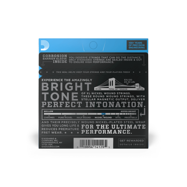 D Addario XL Carbon Steel 09-40 Super Light Electric Guitar Strings Set with Nickel Plating (Balanced Tension set Available) | EXL-120 EXL120BT Fashion