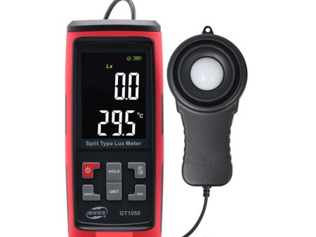 Benetech GT1050 Split Type Digital Light Lux Meter with Light Temperature Thermometer, Colored LCD Display, & Spiral Spring Cable Type Illuminance Meter for Luminosity Measuring & Monitoring Instrument Tool Online