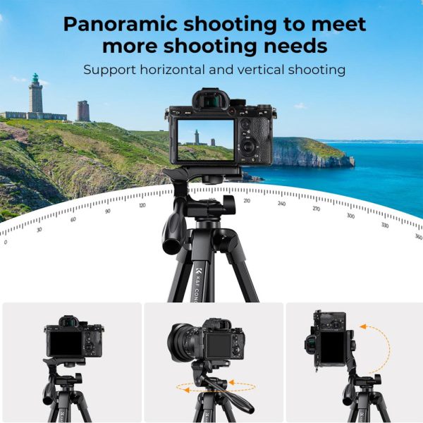 K&F Concept 2-in-1 Aluminum Tripod with Built-in Smartphone Holder, Bluetooth Shutter Remote Controller, 52cm to 152cm Adjustable Height, 360° Pan 175° Tilt for Camcorder, DSLR, Mirrorless Camera, iPhone & Android Phones | KF09-125 Discount