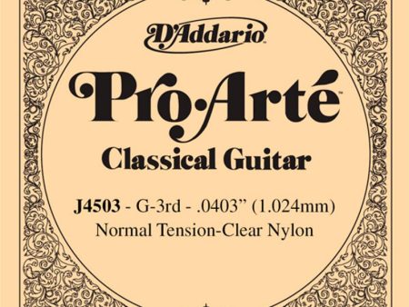 D Addario Pro Arte - Hard Tension Clear Nylon Single String for Classical Guitar (G-3rd 1.041mm) | J4703 Supply