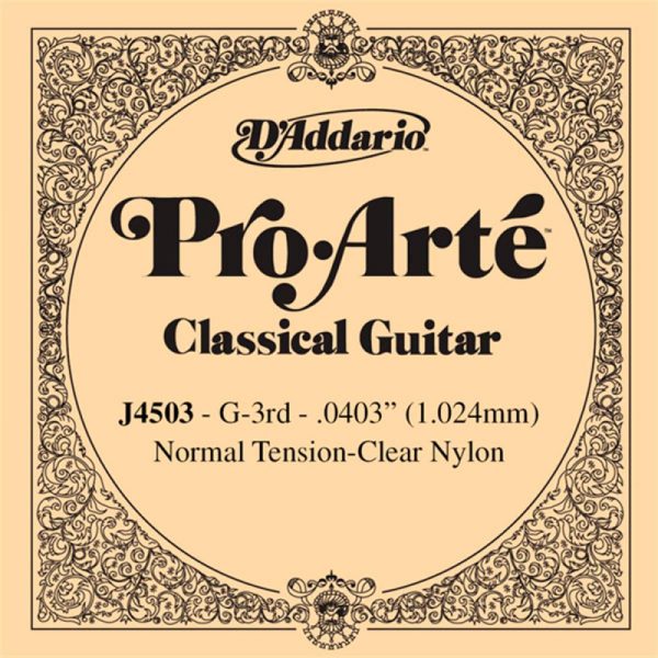 D Addario Pro Arte - Hard Tension Clear Nylon Single String for Classical Guitar (G-3rd 1.041mm) | J4703 Supply