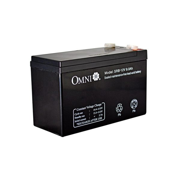 OMNI Sealed Lead Acid Rechargeable Battery 12V 9Ah with 20 Hours Recharging Time, Maintenance Free, Heat & Impact Resistant Jar Casing | SRB-12V9AH Supply