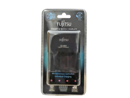 Fujitsu 8W Smart and Quick Battery Charger with 4 Slot Individual Changing and 2 Hrs Charging Time for Batteries AAA and AA | FCT344FCE Cheap