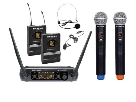 KEVLER URX-2 Series Dual UHF Beltpack Lapel   Handheld Wireless Microphone with Antenna Receiver, Digital LCD Display and Low Battery Indicator, Selectable Frequencies and Max 30M Signal Range | URX-2B, URX-2H For Sale