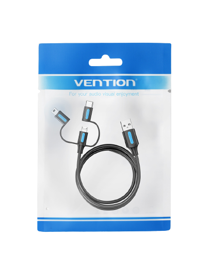 Vention 3 in 1 USB 2.0 to Micro USB, Type-C, and Mini USB Charging Cable for Smartphones (0.5M, 1M) | CQIB Online Hot Sale