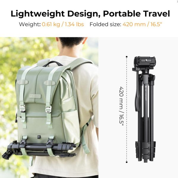 K&F Concept 2-in-1 Aluminum Tripod with Built-in Smartphone Holder, Bluetooth Shutter Remote Controller, 52cm to 152cm Adjustable Height, 360° Pan 175° Tilt for Camcorder, DSLR, Mirrorless Camera, iPhone & Android Phones | KF09-125 Discount