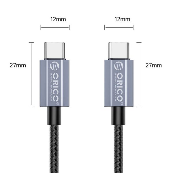 [CLEARANCE] ORICO GQA100 (1m  1.5m   2m) USB Type C to USB Type C Fast Charging Data Cable 20V 5A PD 100W, 480Mbps Transmission Rate, Nylon-Braided Aluminum Alloy for Smartphones, MacBook, Tablet, PC Supply