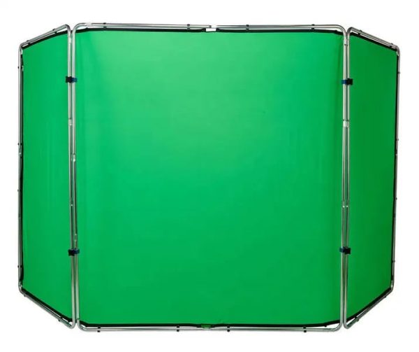 Pxel 2.4 x 6m Panoramic Chroma Key 4-Fold Green Screen Background Muslin Cloth with Kit Foldable Aluminum Butterfly Frame for Photography and Videography | BG-FM2460 Online Sale