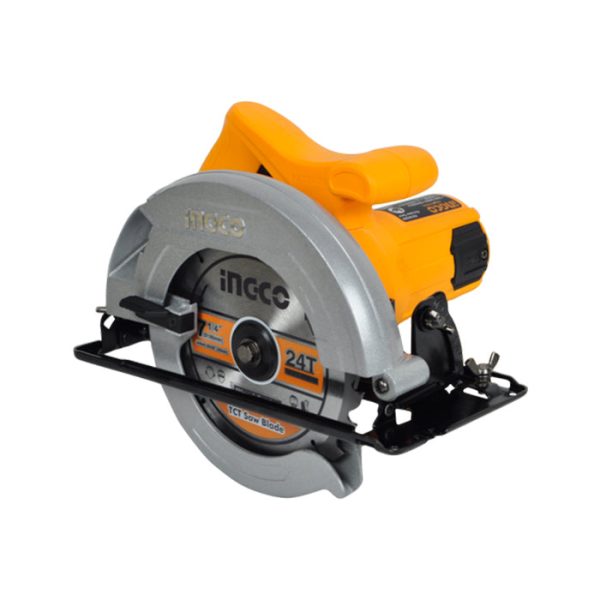 INGCO CS185382 1400W Electric Circular Saw with 4800rpm, 185mm Blade, 1 Set Extra Carbon Brushes, Adjustable Cutting Depth and Bevel Cutting, and Lock-on Switch Cheap