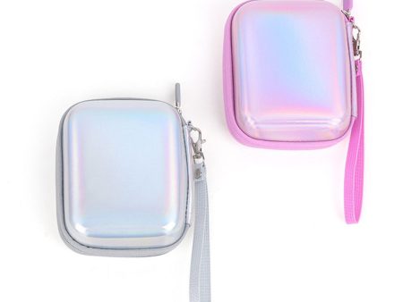 Pikxi Iridescent Holographic Style EVA Padded Hard Case for Instax LiPlay Cameras and MiniLink Portable Printers with Water Resistant Coating, Inner Accessory Pockets, and Hand Strap - Pink, Silver For Cheap