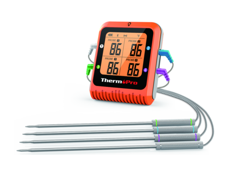 ThermoPro TP930 Wireless and Rechargeable Meat Thermometer with IPX4 Splash Resistance, 4 Color-coded Probes, Grill Thermometer, Alarm and Timer for Grills, Ovens and Countertop Cooking on Sale