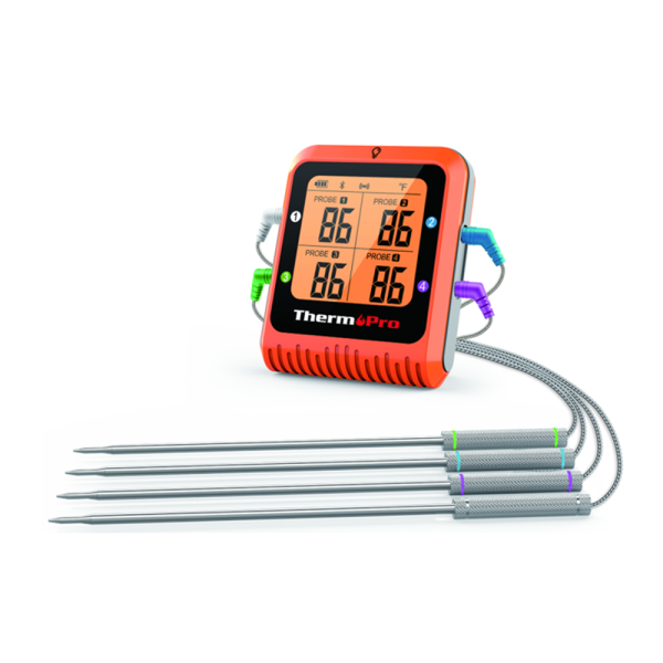 ThermoPro TP930 Wireless and Rechargeable Meat Thermometer with IPX4 Splash Resistance, 4 Color-coded Probes, Grill Thermometer, Alarm and Timer for Grills, Ovens and Countertop Cooking on Sale