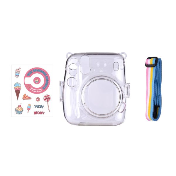 [CLEARANCE] Pikxi CM11 Clear Transparent Protective Case with Strap and Cute Sticker for Fujifilm Instax Mini 11 Camera For Discount