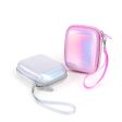 Pikxi Iridescent Holographic Style EVA Padded Hard Case for Instax LiPlay Cameras and MiniLink Portable Printers with Water Resistant Coating, Inner Accessory Pockets, and Hand Strap - Pink, Silver For Cheap