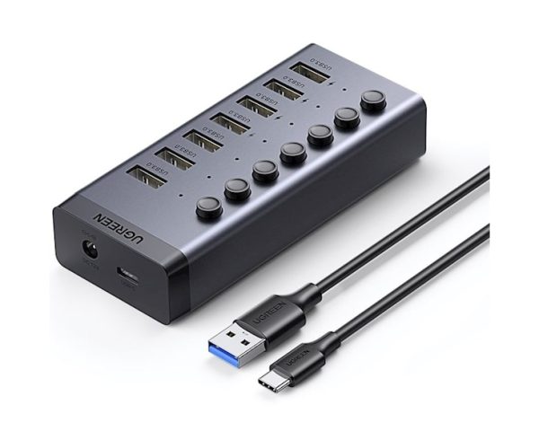 UGREEN 7 Port USB 3.0 Hub with 4 Fast Charge Slots Individual Toggle Switches and 5Gbps Data Transfer Speeds (12V Power Adapter Included) | 90305 on Sale