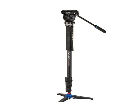 Benro A48F Travel Flip Lock Monopod and S4PRO Fluid Video Head with 4Kg Load Capacity, 3 Leg Base, Pan Arm, Camera Plate and Carrying Case for Mirrorless and DSLR Cameras | A48FDS4PRO For Cheap