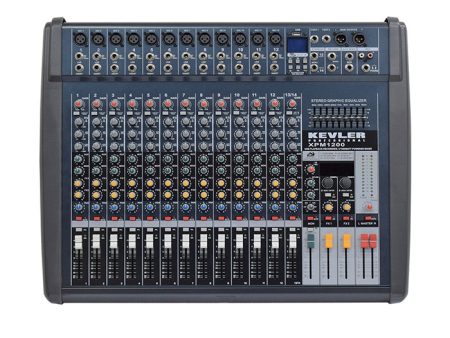 [CLEARANCE] KEVLER XPM-1200 14-Channel 550W X2 Powered Mixer with 12 Mic   Line 1 Stereo Input, AUX Output, 9 Band Graphic EQ with USB Playback   Record Function and Dual 24-Bit DSP Effect Hot on Sale