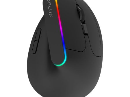 Delux M618DB Wireless Bluetooth Ergonomic Vertical Mouse 2.4GHz Silent Click RGB with Mute Button, 4000 DPI, USB Nano Receiver, 6 Buttons Rechargeable for Windows, macOS PAN3212 (Black) Online