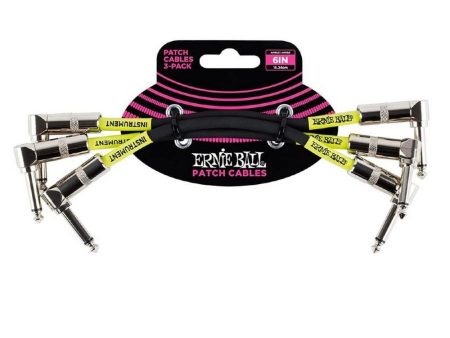 Ernie Ball 3-Pack 15cm Right Angle Patch Cable with Durable PVC Jacket for Guitar Pedals & Effects - Musical Instruments and Accessories | 6050 Online now