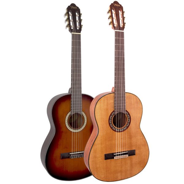 Valencia 400 Series Classical Full Size Acoustic Guitar with Satin Finish, 6-String Nylon, 19 Frets for Student Musicians, Beginner Players (Vintage Natural, Classic Sunburst) | VC404, VC404CSB Supply