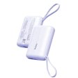 [CLEARANCE] Yoobao LK-PD20 10000mAh 22.5W Fast Charge Mini Power Bank with Built-In Type C & Lightning Charging Cable, USB-A & USB-C Port for Phone, Tablet, Camera, iPhone, Android Smartphone, etc. - White   Purple   Blue | Powerbank Online now