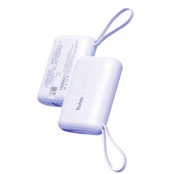 [CLEARANCE] Yoobao LK-PD20 10000mAh 22.5W Fast Charge Mini Power Bank with Built-In Type C & Lightning Charging Cable, USB-A & USB-C Port for Phone, Tablet, Camera, iPhone, Android Smartphone, etc. - White   Purple   Blue | Powerbank Online now