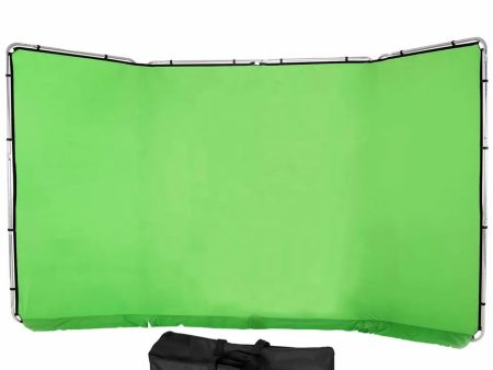 Pxel 2.4 x 6m Panoramic Chroma Key 4-Fold Green Screen Background Muslin Cloth with Kit Foldable Aluminum Butterfly Frame for Photography and Videography | BG-FM2460 Online Sale