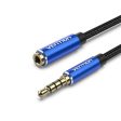 [CLEARANCE] Vention TRRS 3.5mm Male to Female Audio Extension AUX Cable Aluminum Type Alloy Cotton Braided for Speakers, Laptops, MP3 and DVD Players, TV (Black, Blue) (0.5M, 1M, 1.5M, 2M, 3M, 5M) | BHC Online Hot Sale