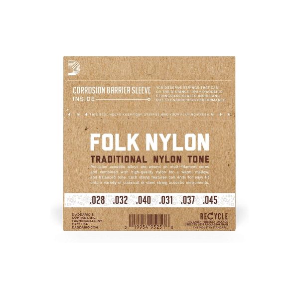 D Addario Folk Nylon 80 20 Bronze   Clear Nylon Classical Guitar Strings Set with Normal Tension Ball End for Classical & Acoustic Guitars | EJ33 Online