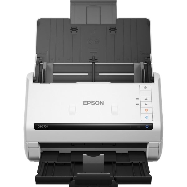 [CLEARANCE] Epson WorkForce DS-770II A4 Color Duplex Sheet-fed High-Speed Document Scanner with ADF, High-Volume Scanning, Auto Size Recognition, Paper Protection, Image Sensor Glass Dirt Detection, and Flatbed Option Online