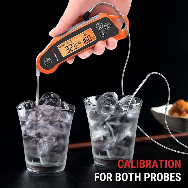 ThermoPro TP710 Instant Read Waterproof Dual Probe Digital Meat Thermometer for Oven, Fryer, Grill, Sous Vide, BBQ, Smoker, Rotisserie, Smart Kitchen Cooking with Folding and Wired Probe, Temperature Lock & Calibration For Sale