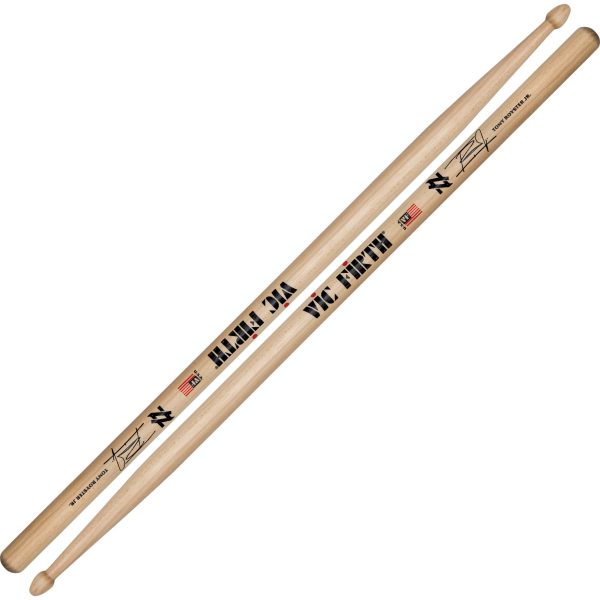 Vic Firth STR2 Tony Royster Jr. Signature Hickory Tear Drop Tip Drumsticks with Long Taper for Drums and Cymbals For Discount