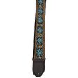 Gretsch Retro Jacquard Weave Leather Guitar Adjustable Strap 36  to 58  with G Logo (Blue) Online Hot Sale