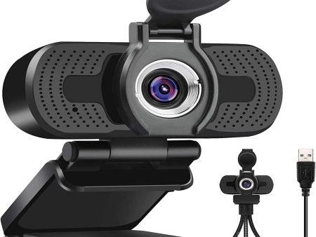 LarmTek W2 FHD 1080p 30fps USB 2.0 Webcam with Built-In Noise Cancelling Analog Microphone and Attachable Privacy Shutter for Vlogging and Video Calls (Flexible 1 4  Bolt Mount Flexible Mini Tripod Included) Hot on Sale