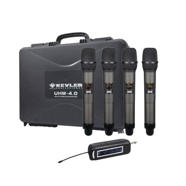 KEVLER UHM-4.0 Wireless UHF Handheld Microphone Set with 2600mAh Rechargeable Integrated Receiver, Digital LCD Display and 10 Selectable Frequencies and Travel Case Online Sale