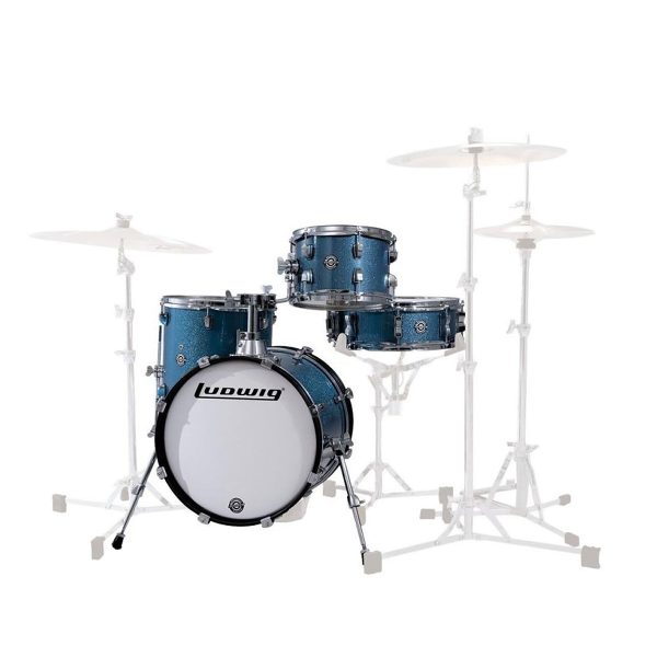 Ludwig LC179X Questlove Breakbeats 4-Piece Shell Pack Drum Set with 10  Tom, 13  Floor Tom, 16  Bass Drum, & 14  Snare (Arctic Blue, Black Sparkle, Wine Red Sparkle) Online now