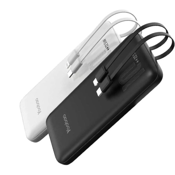 Yoobao LC1 10000mAh Powerbank PD20W Power Delivery Fast Charging with Built-in USB Type C and Lightning Cable (Black, White) Online