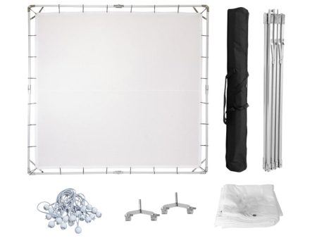 Pxel 2.4 x 2.4m Butterfly Frame Scrim White Silk Diffuser Backdrop Kit with Stainless Steel Frame and Elastic Ball Bungee Cords for Photography, Videography and Vlogging | BG-FM2424 For Cheap