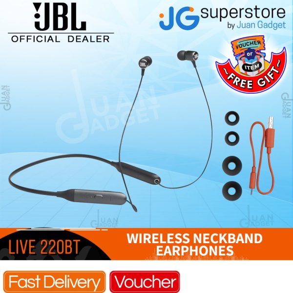 JBL LIVE 220BT Wireless Neckband In-Ear Headphones Bluetooth 4.2 Earphones 10h Playtime with Hands-Free Calls Mic Google Alexa Support Multipoint Technology Online Hot Sale