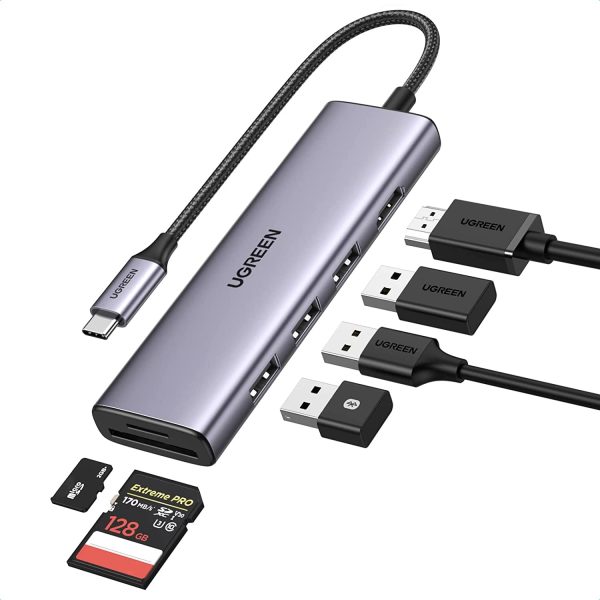 UGREEN 6-in-1 USB-C Hub with 4K 30Hz HDMI USB-A 3.0 Ports and Built-in SD microSD Card Reader for PC Laptop Computers | 70410 Online Hot Sale