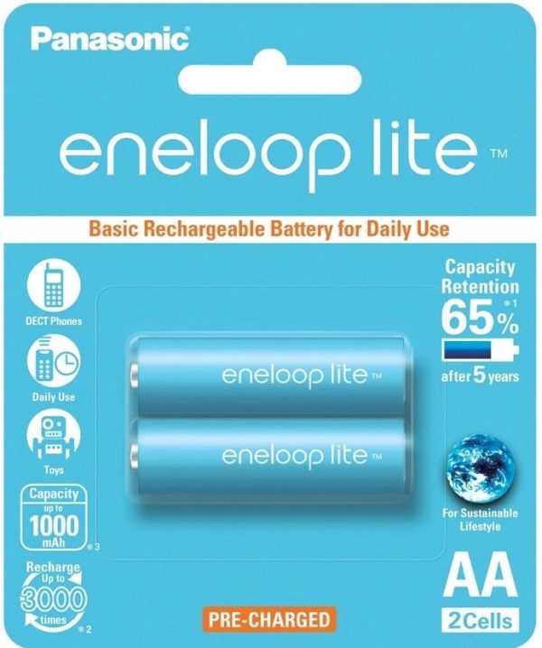 Panasonic Eneloop lite BK-3LCCE-2BT AA Rechargeable Battery Pack of 2 x5 Online Hot Sale