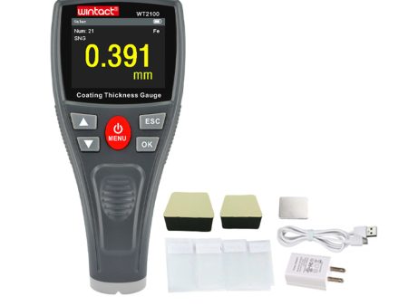 [CLEARANCE] Wintact WT2100 Digital Paint Thickness Gauge with Colored HD LCD Display, Calibration Plates, and Single   Continuous Measurement Settings Cheap