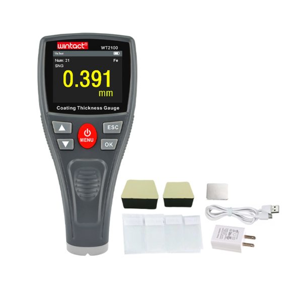 [CLEARANCE] Wintact WT2100 Digital Paint Thickness Gauge with Colored HD LCD Display, Calibration Plates, and Single   Continuous Measurement Settings Cheap